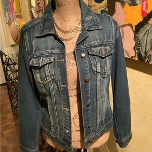 Distressed Jean jacket by Five One Five.